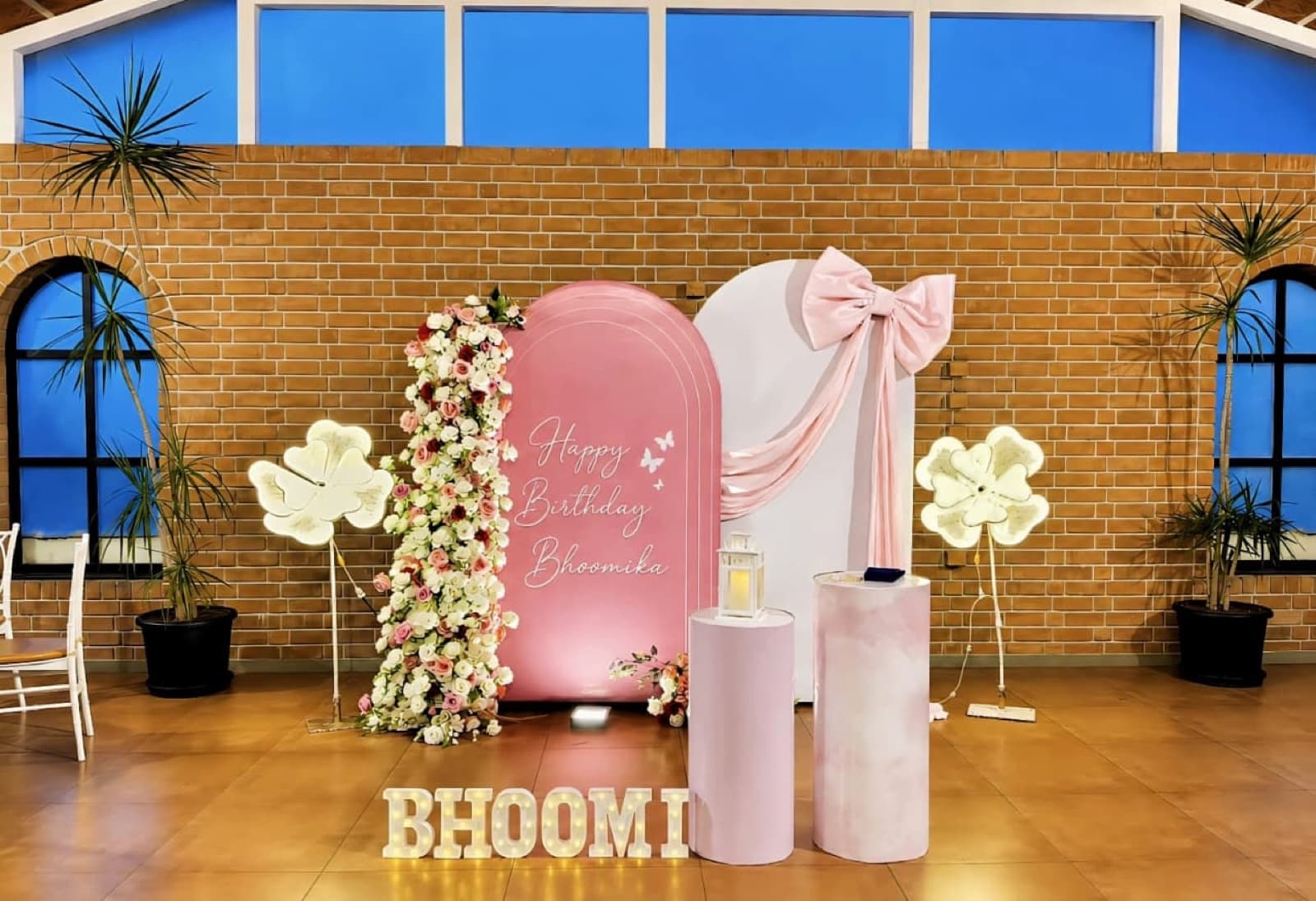 Pink bow celebration backdrop
